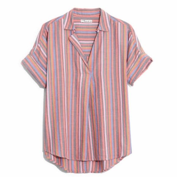 Madewell Tops - MADEWELL Courier Button-Back Shirt in Rainbow Stri